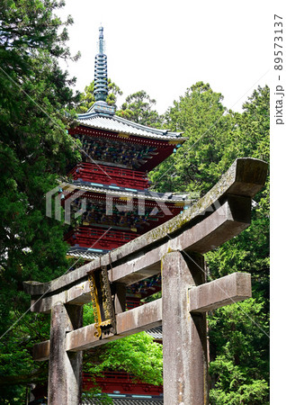 日光東照宮五重塔の写真素材