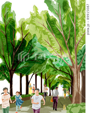 遊歩道公園のイラスト素材 - PIXTA
