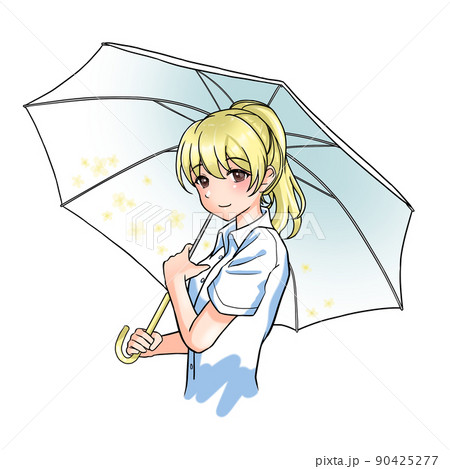 ポニーテール 女の子のイラスト素材