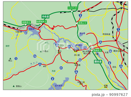 神奈川県地図のイラスト素材