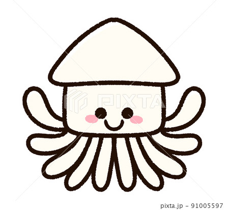 イラスト イカ キャラクター かわいいのイラスト素材