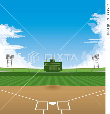 野球 ベクター スコアボード 野球場のイラスト素材