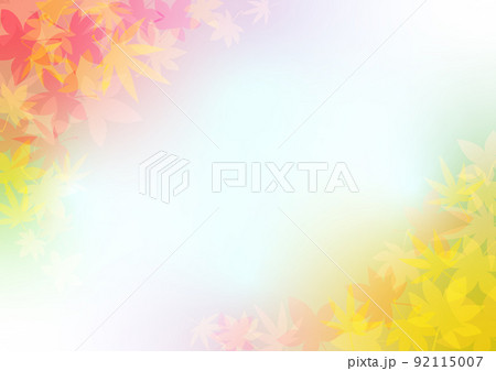 秋素材フレーム背景イラスト 紅葉の幻想的でおしゃれなデザインのイラスト素材