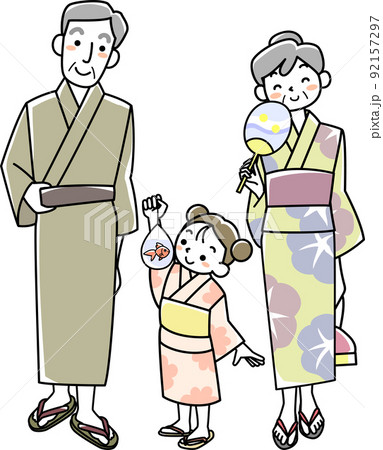 浴衣 女の子 イラスト かわいいのイラスト素材