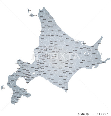 北海道地図 地図 北海道 市町村のイラスト素材