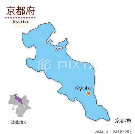 京都 アイコン シルエット 地図のイラスト素材