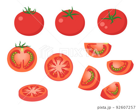 切ったトマトのイラスト素材