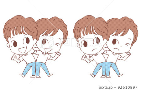 肩組み 2人 男性のイラスト素材