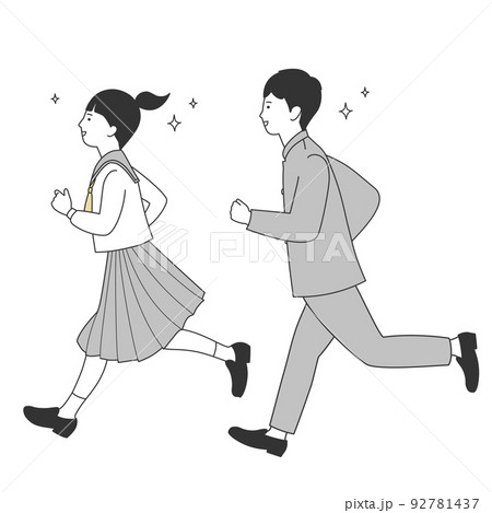 高校生 中学生 生徒 走るのイラスト素材