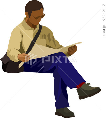 ソファー 座る 男性 人物のイラスト素材