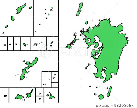 離島 沖縄 地図のイラスト素材