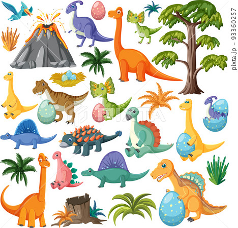 Dino Game Character Objects Vector Illustration: vetor stock (livre de  direitos) 1737951182