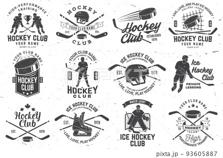 Ice Hockey And American Football Or Rugby Club Logo Badge Embroidered Patch  Sport Sticker Pack With American Football Sportsman Ice Hockey Player Ball  Sticker Puck And Skates Silhouette Vector Stock Illustration 