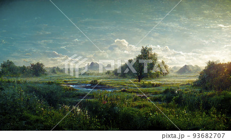 リアル 木 自然風景 絵画のイラスト素材 リアル 木 自然風景 絵画のイラスト素材
