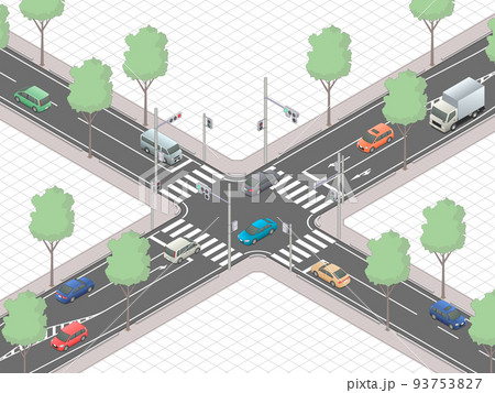 交差点 道路 道 十字路の写真素材 - PIXTA