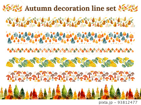 秋 ライン 飾り罫 かわいいのイラスト素材