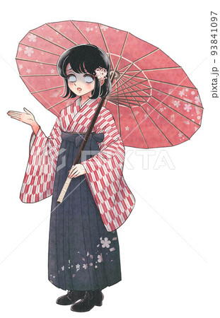 着物 女性 和傘 和モダンのイラスト素材 - PIXTA