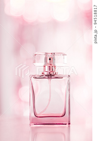 Creative Perfume Bottle With Red Silk Ribbon On White Background. Blank  Perfumery Mockup, Spa Branding Concept.Glamour Fragrance, Eau De Parfum.Holiday  Gift Banner.Luxury Beauty Cosmetics Brand Design Stock Photo, Picture and  Royalty Free