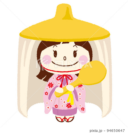 笑顔 女の子 かわいい ゆるキャラのイラスト素材
