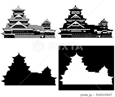 日本の城 お城 石垣のイラスト素材