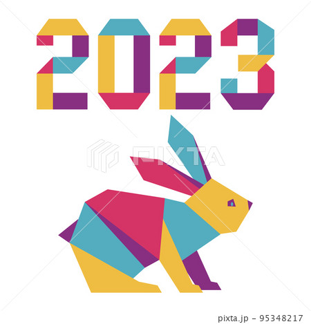 New Year Rabbit Symbol 2023 Chinese Zodiac Origami - Stock Illustration  [92758732] - PIXTA