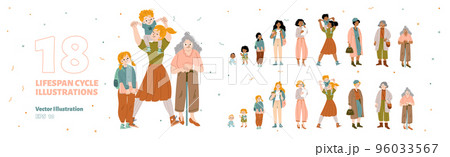 女性の一生のイラスト素材