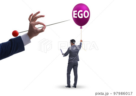 Businessman is an egoist with word ego kicked off Vector Image