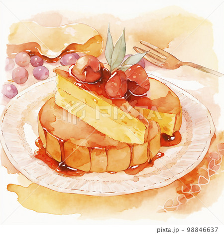 パンケーキ デザート ホットケーキ フルーツのイラスト素材 - PIXTA