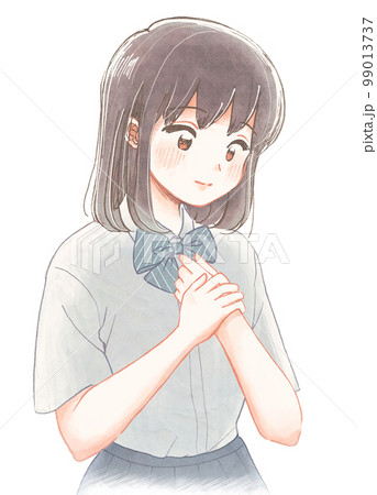 jc js胸チラ　顔出し 中学生胸の写真素材 - PIXTA