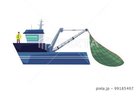 Fishing boat with nets Royalty Free Vector Image