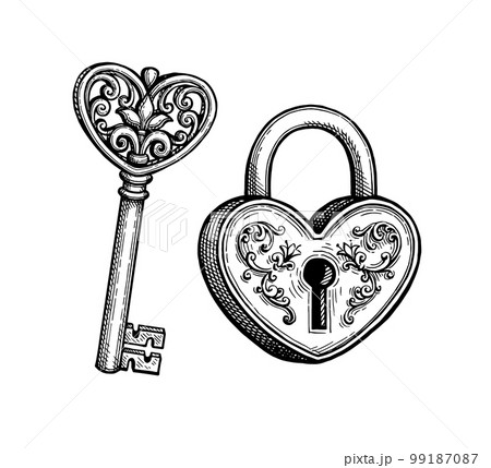 Old padlock and key. - Stock Illustration [99414734] - PIXTA