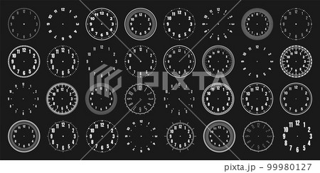 blank clock face on white background. hour dial sign. Dashes mark