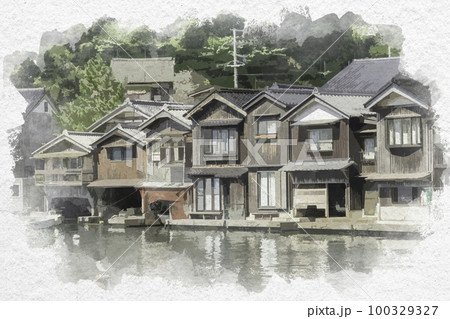 京都 伊根 舟屋 海のイラスト素材 - PIXTA