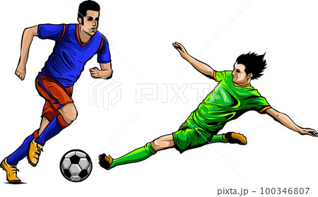 Vector - Football Player with Soccer Ball Stock Photo - Illustration of  football, motion: 196029084