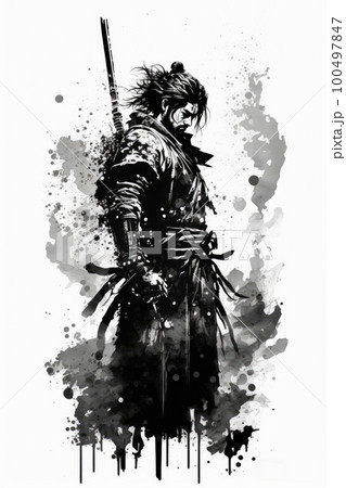 侍 刀 武士 水彩画のイラスト素材 - PIXTA