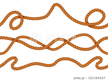 Jute lasso. Brown nautical cable. Curved rope