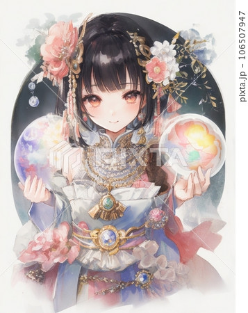 ドレスを着た少女のイラスト