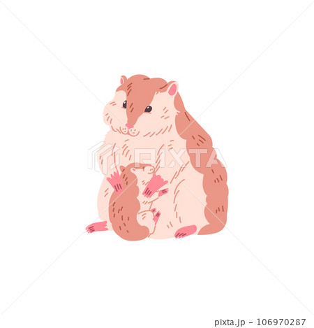 Content Baby Hamster with Cheese: Bandana-Adorned Cartoon Sticker