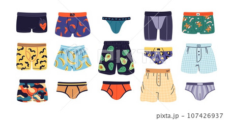Mens underpants. Cartoon doodle male underwear - Stock Illustration  [97180901] - PIXTA