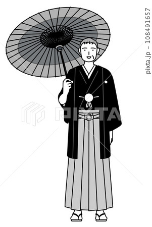 着物 和 男性 和傘のイラスト素材 - PIXTA