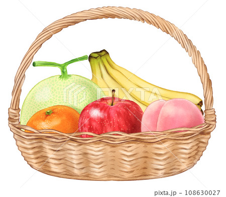 果物 バスケット フルーツバスケット 水彩のイラスト素材 - PIXTA
