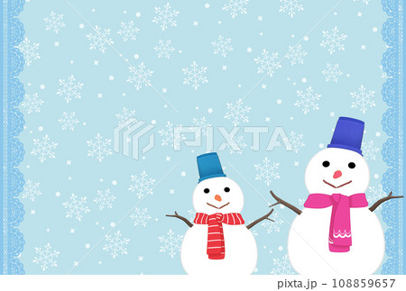 雪だるまページ 雪だるま 雪 バケツ 壁紙のイラスト素材 - PIXTA