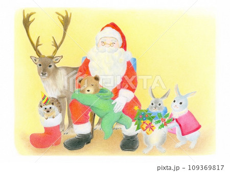 トナカイ 色鉛筆画 クリスマス 色鉛筆イラストのイラスト素材 - PIXTA