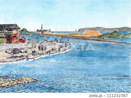 防波堤 風景画 水彩画 日本海のイラスト素材 - PIXTA