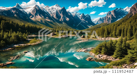 風景 湖 山 木のイラスト素材 - PIXTA