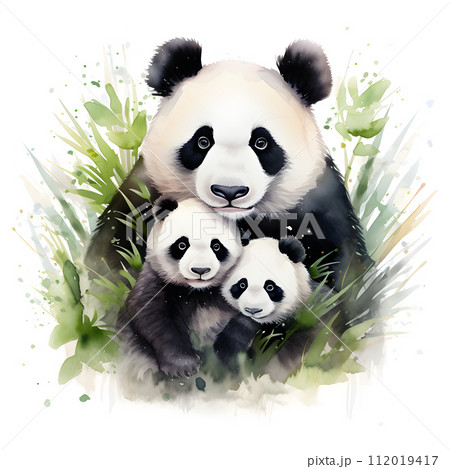 水彩画】原画「Panda」F4：242×332mm #パンダ #ぬいぐるみ 絵画