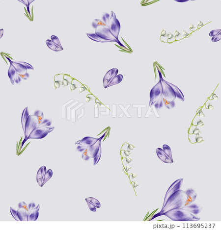 クロッカスの水彩画（フレーム付き） クロッカスの水彩画（フレーム