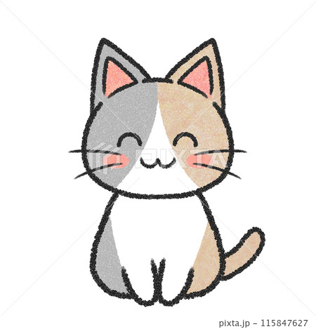 表情 笑顔 猫 三毛猫のイラスト素材 - PIXTA
