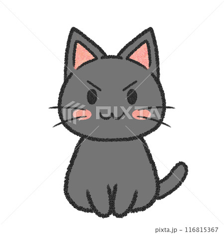 猫 ゆるキャラ 動物 イラスト 黒色のイラスト素材 - PIXTA