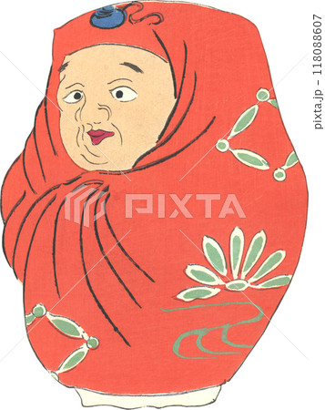 達摩吉祥娃娃菩提達摩不倒翁日本風格插圖素材- PIXTA